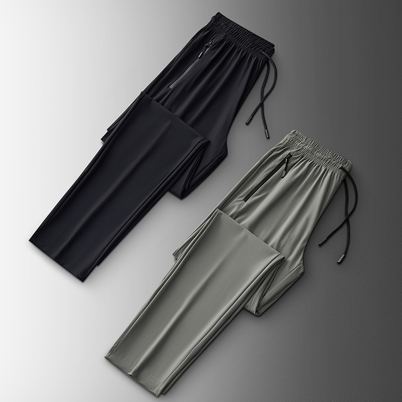 2026 Summer Ice Silk Quick-Dry Pants for Men and Women, Large Size, Thin, Breathable, High-Elastic Air Conditioning Pants, Casual Sports Pants