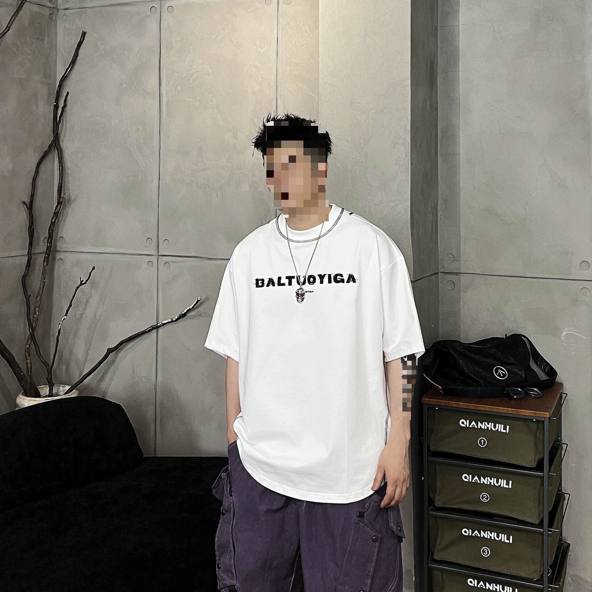 到位男装XDZZ二狗25s夏季美式街头简约字母明线宽松T恤Y8075