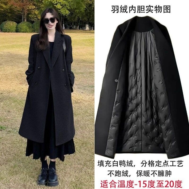 Down-Filled Woolen Coat for Women 2025 Autumn and Winter New Style High-End Elegant Thickened Woolen Coat Mid-Length Down-Filled Woolen Coat for Women 2025 Autumn and Winter New Style High-End Elegant Thickened Woolen Coat Mid-Length