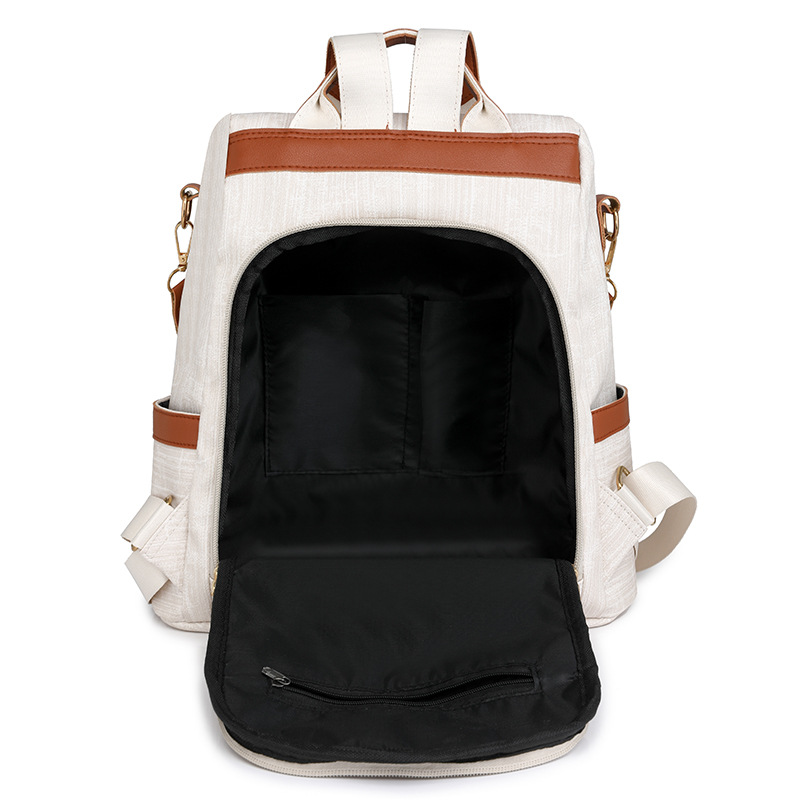 Fábrica al por mayor 2024 nueva mochila coreana para mujer simple y versátil mochila de un solo hombro de viaje en color de contraste de gran capacidad