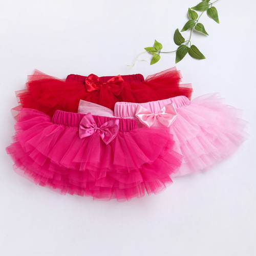 Factory direct sales girls' stylish skirt solid color six-layer mesh princess skirt baby skirt baby tutu skirt