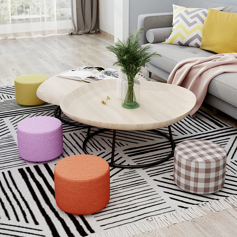 Small stool, home fabric sofa stool, lazy tea table stool, living room shoe changing stool, small wooden stool, creative low stool, internet celebrity