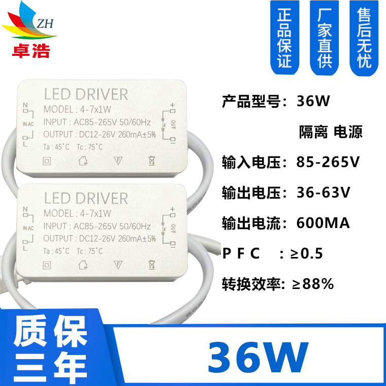 Led driver隔離外付け電源3-36wアップルシェル外付けダウンライト隔離駆動電源を供給します。|undefined