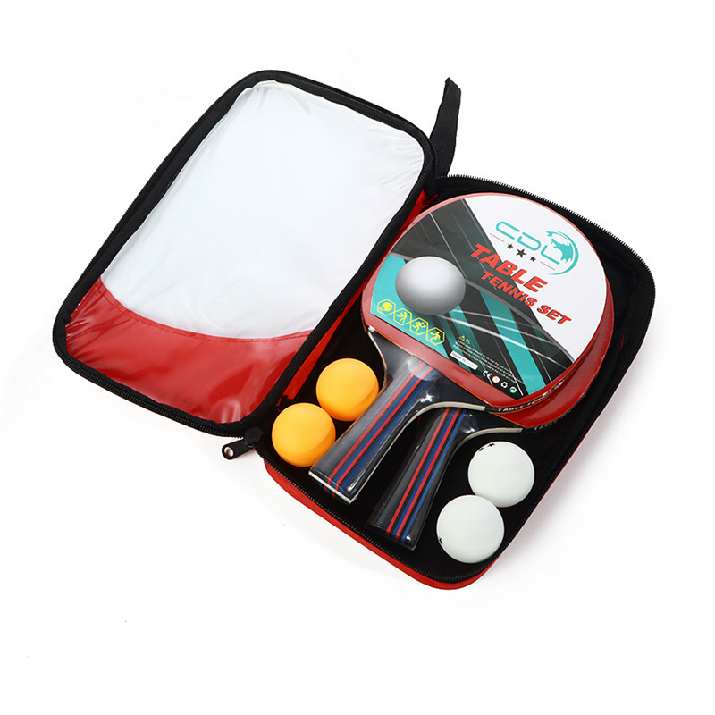 Double Table Tennis Racket Set Cosmetics Bag Portable Horizontal Racket Anti-Slip Handle Adult Student Training Competition