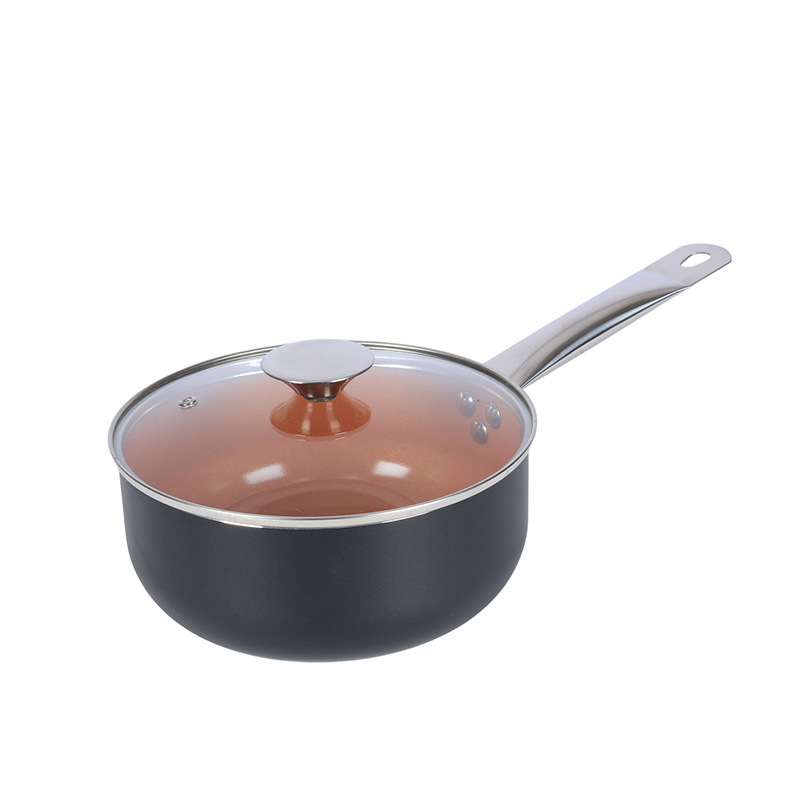 Mini cobre chef wok sartén comercio exterior de cuatro piezas olla conjunto traje al por mayor