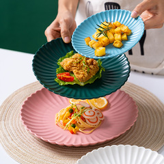 源頭廠家批發北歐家用創意菊花陶瓷菜盤網紅沙拉盤早餐盤批發外貿