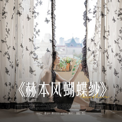 赫本风蝴蝶绣花纱主卧客厅飘窗窗帘中古风柯桥厂家软装美学纱帘