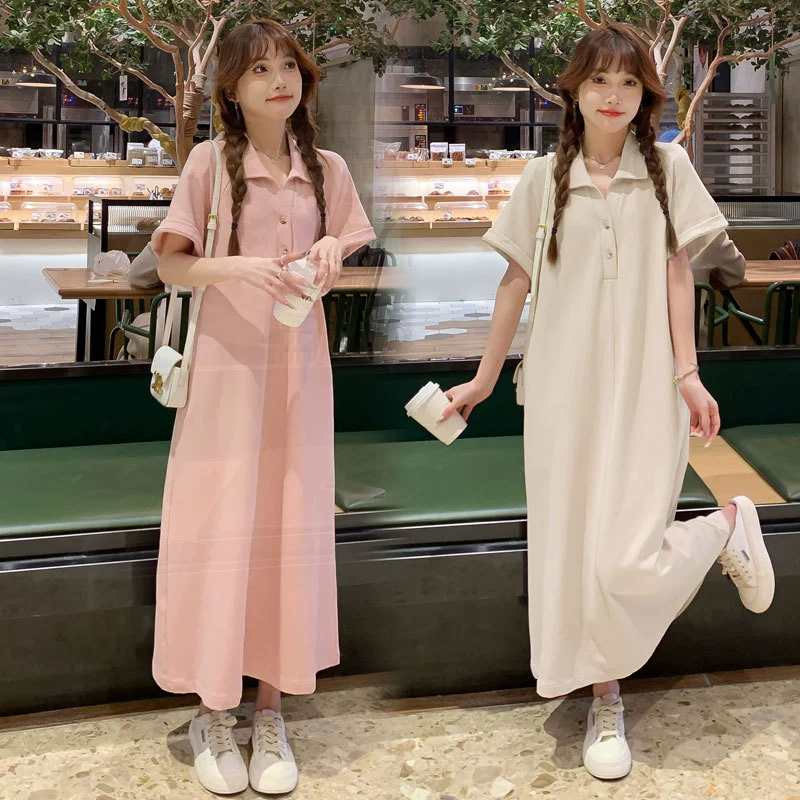 Стильный летний набор для беременных polo-платье dress - Комфортное платье-футболка для беременных женщин, плюс-сайз мода