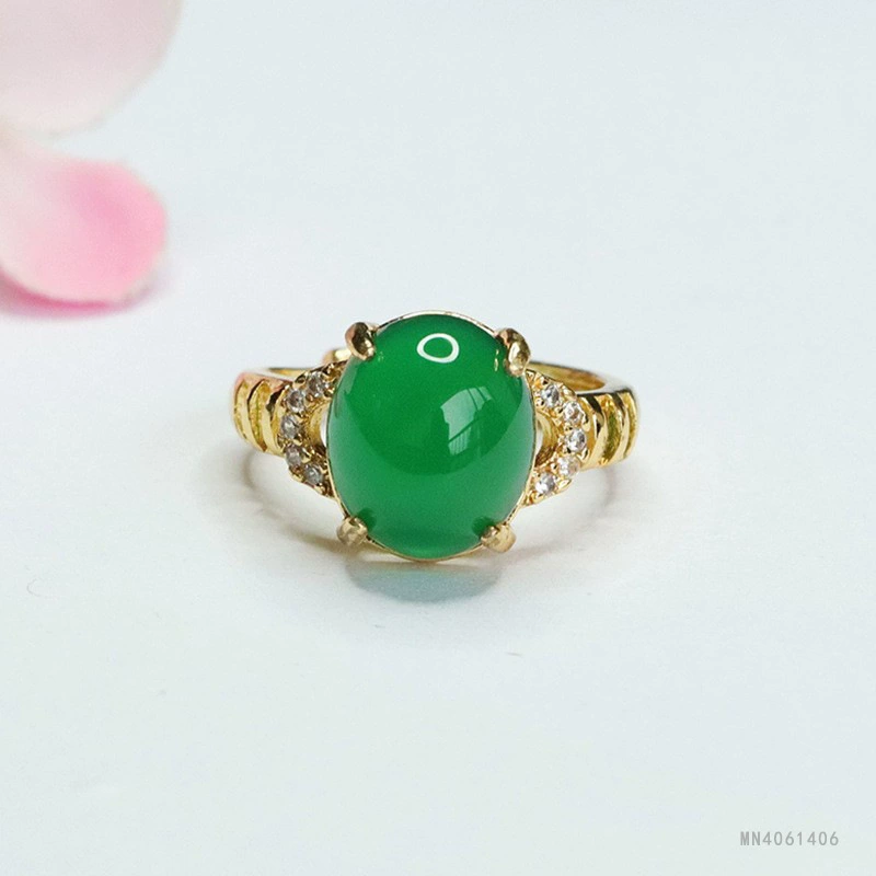Yuyu Bing вид зеленого халцедона кольцо натуральный агат хрустальное кольцо в прямом эфире оптовая продажа MN4061406