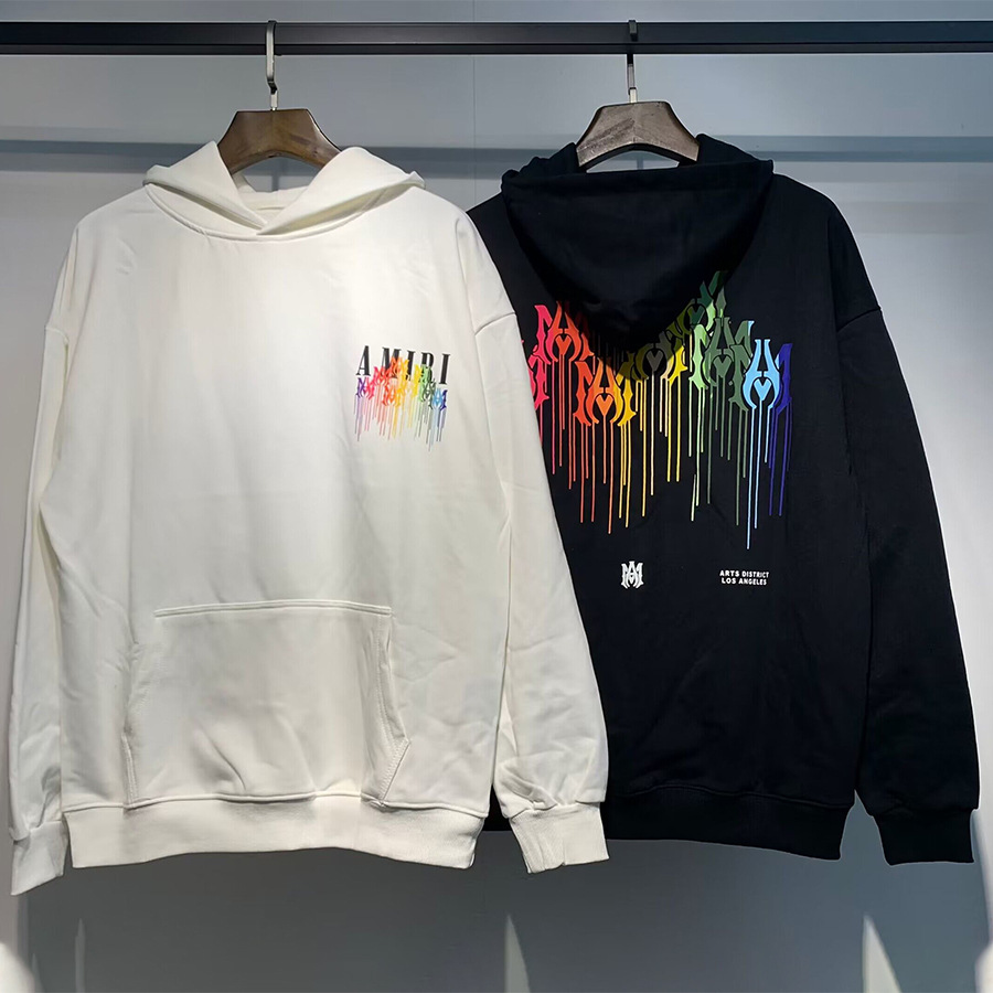 AMIRI suéter colección de letras de impresión transfronterizas 360 gramos de anillo masculino suelto casual sudadera encapuchada