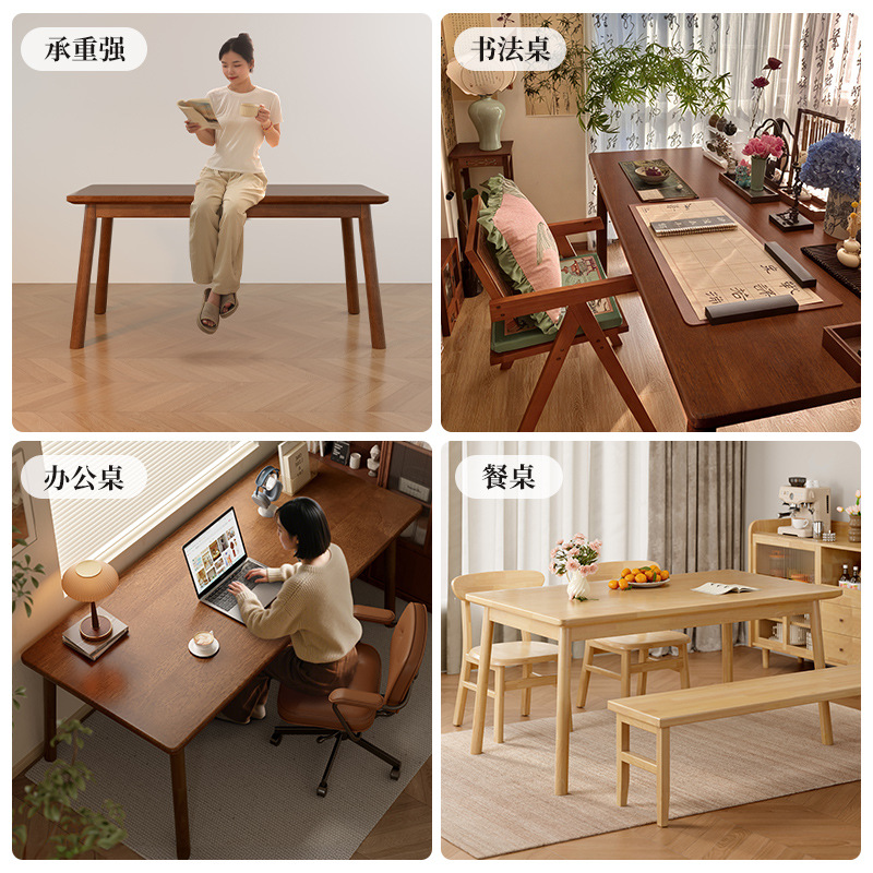 Escritorio de madera sólida, mesa de estudio para estudiantes caseros, escritorio de dormitorio pequeño para adultos, mesa de comedor de computadora medieval