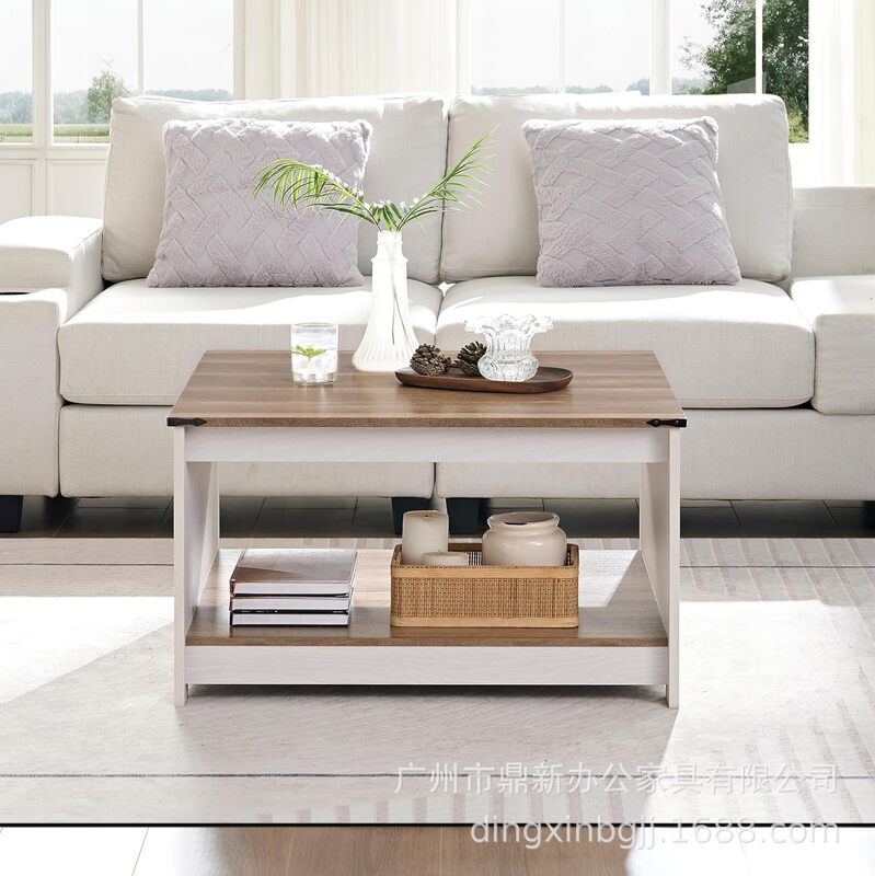 Living Room Farmhouse Coffee Table Wooden Square Coffee Table Living Room Tea Table Factory Direct Sales Cross-Border Supply