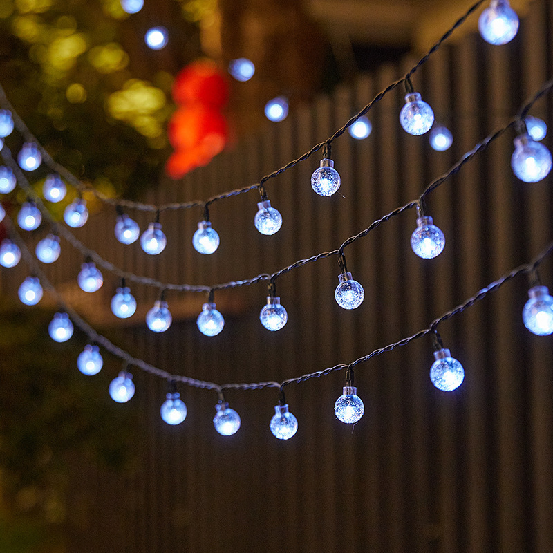 Bola de burbuja solar LED transfronteriza, cadena de luces, linterna decorativa para patio de Navidad, luz intermitente de bola de estilo de camping impermeable al aire libre