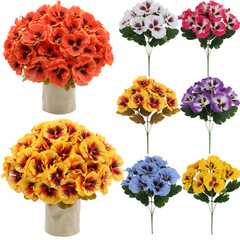 模造花絹花五叉三色スミレ生け花家庭客間装飾装飾装飾装飾装飾結婚式模擬緑植卸売り