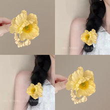 小清新干枯玫瑰花朵发圈女多巴胺百搭侧麻花发绳高级感仿真花发饰