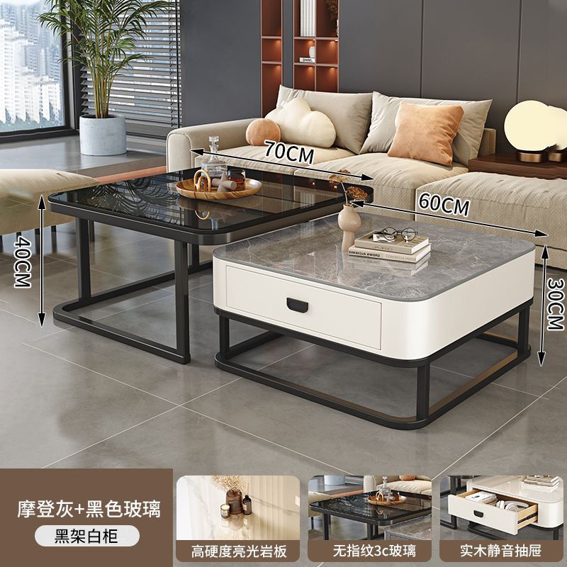 블랙 선반 + 화이트 캐비닛 모던 그레이 + 블랙 유리