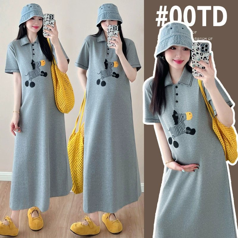 2025 корейская версия oversize плюс размер одежды для беременных повседневная ленивая футболка свободная мода платье для беременных мамочка