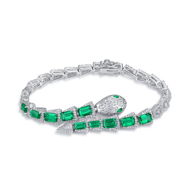 Troncal nueva personalidad espíritu serpiente cultivo color tesoro traje S925 plata con incrustaciones cultivo esmeralda serpentina collar anillo mujer
