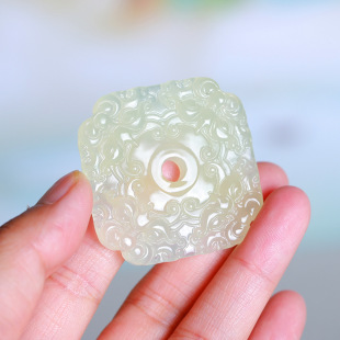 Wholesale Artificially Made Jade Antique Moire Animal Surface diy Jewelry Accessories Jade Hollow Lock Pendant/Jade Brand