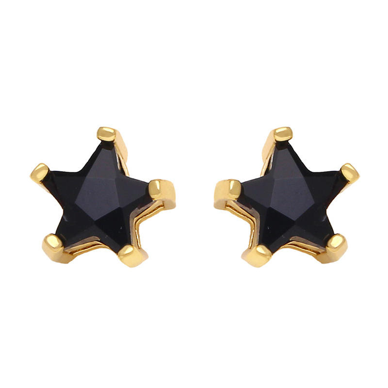Fashion Star Copper Silver Needle Inlay Zircon Ear Studs 1 Pair display picture 9