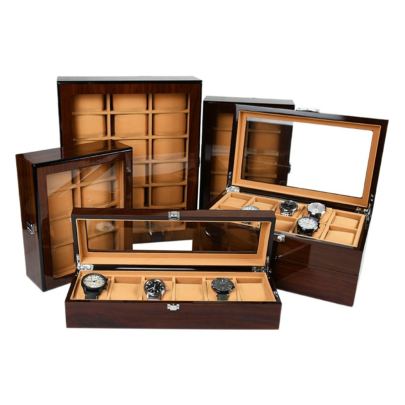 Caja de almacenamiento para relojes, caja para relojes de 3 dígitos, 5 dígitos, 6 dígitos, 8 dígitos, 10 dígitos, 12 dígitos, caja de madera para almacenamiento de relojes, caja expositora