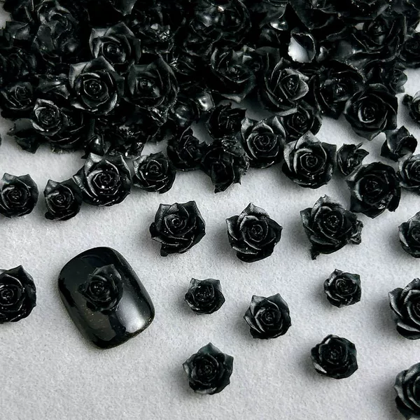 New Camellia Nail Art Jewelry Stereo Mixed Black Rose Large small size All-match Resin Nail Art Nail Decoration