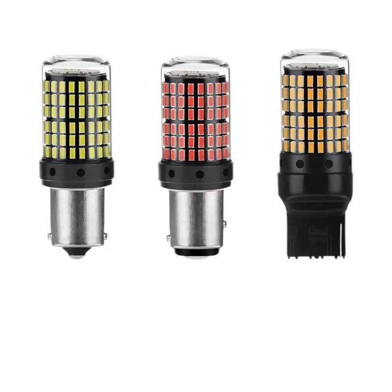 Автомобильная LED тормозная лампа 1157 3014 144 светодиодная яркость высокая против частотного мигания 1156 роторная лампа красная белая желтая