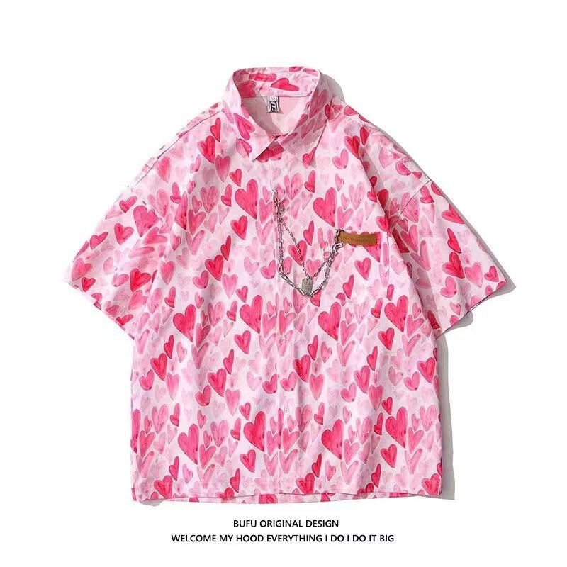 Hong Kong Style Short-Sleeved Shirts for Men and Women, Summer Loose and Thin Hawaiian Beach Floral Quarter-Sleeved Floral Shirts for Couples Hong Kong Style Short-Sleeved Shirts for Men and Women, Summer Loose and Thin Hawaiian Beach Floral Quarter-Sleeved Floral Shirts for Couples
