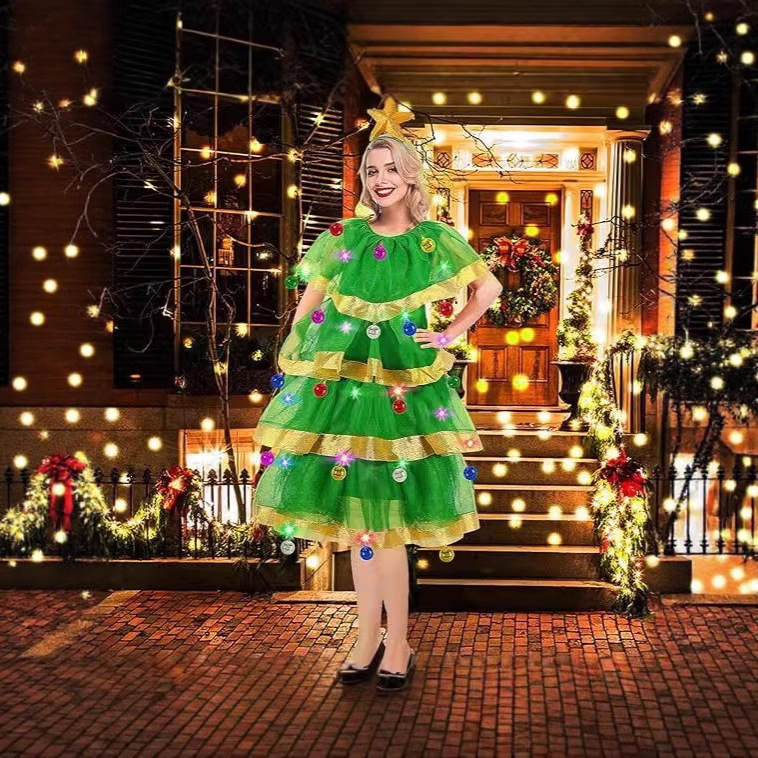 2025 Christmas Costume Adult Cosplay Green Costume Performance Costume Christmas Tree Day Cute Elf Costume 2025 Christmas Costume Adult Cosplay Green Costume Performance Costume Christmas Tree Day Cute Elf Costume