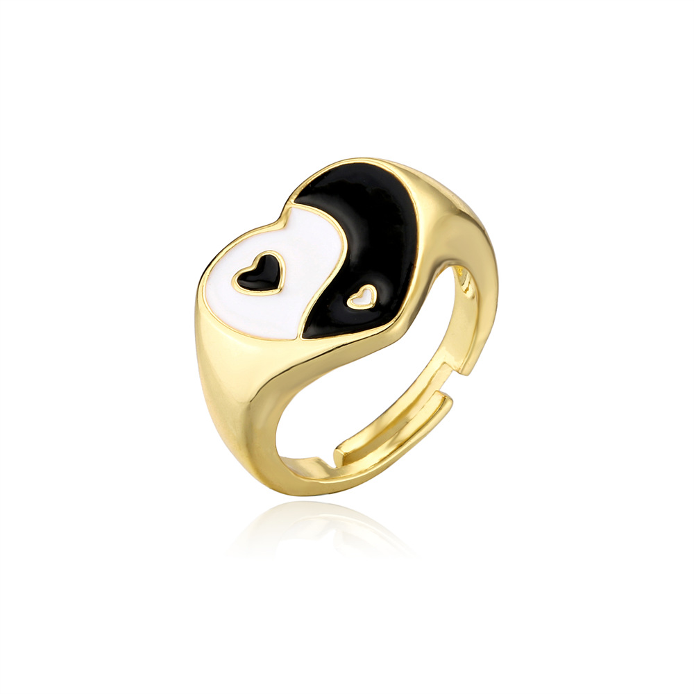 Personality Tai Chi Dripping Oil Love Ring Copper Plated Gold Jewelry display picture 6