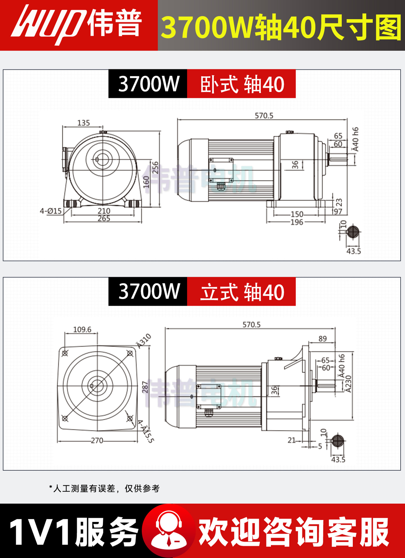 Motor de Reducción de Engranajes Trifásico Weipu de 380V, Motor de Velocidad Regulable de Frecuencia Variable de 220V, Motor de CA de Baja Velocidad Vertical y Horizontal