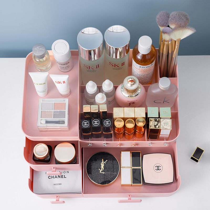 Influencer cosmetic storage box, home use box, desktop dustproof, large capacity, vanity table skincare item rack