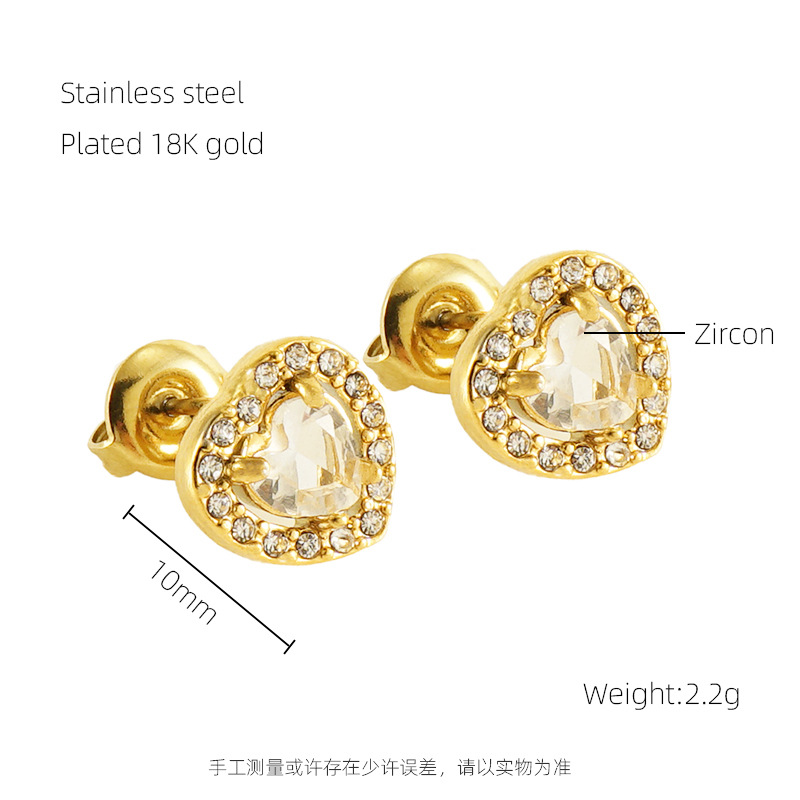 Pendientes cuadrados de acero inoxidable de alta calidad pendientes de diamantes al por mayor Pendientes de circón de doble capa de acero de titanio estilo europeo y americano ins