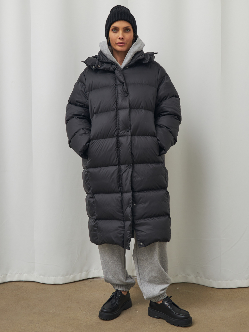 Dames lange donsjas met capuchon warme winterjas_voghion.com
