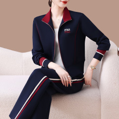 中老年运动服套装女2025新款春秋洋气妈妈休闲跑步立领外套两件套
