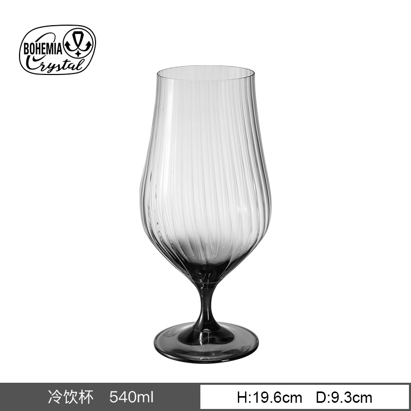 Vaso de cristal sin plomo importado de la República Checa, taza de pie alto vertical, simple nórdica, simple tulipán, vino tinto, agua doméstica image 25