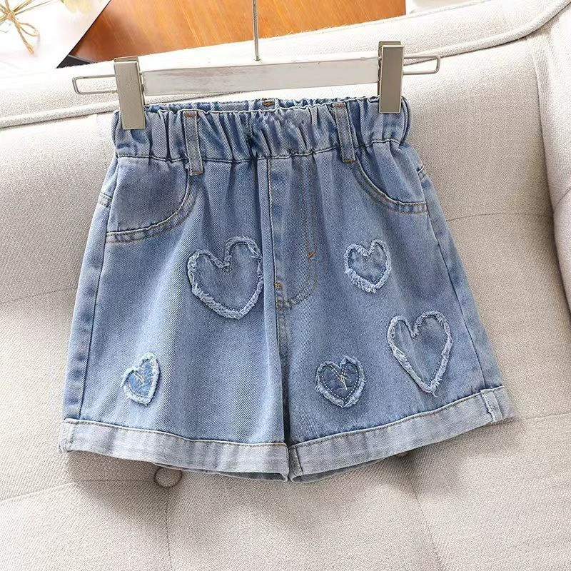Юбка-штаны из денима для девочек, западный повседневный стиль, кружевная отделка и бант, размеры по росту 100–160 см