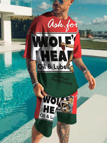 2025 Summer European and American Youth Men's 3D Digital Printing Short-Sleeve Shorts Fashion Sports Casual Set