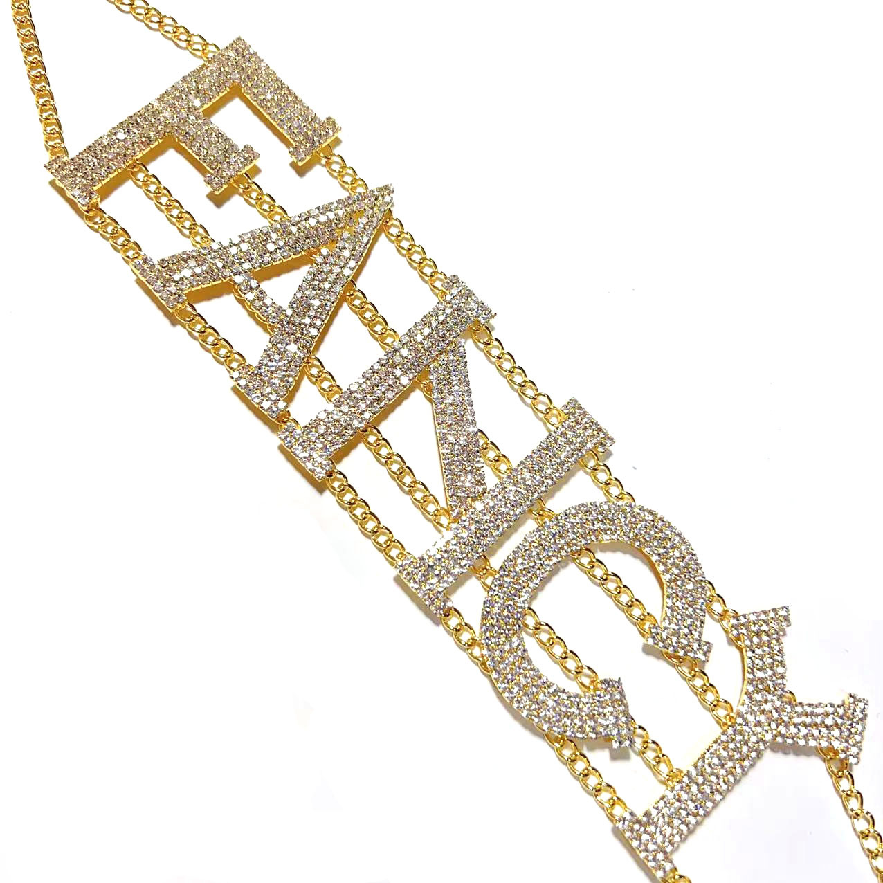 Multi Layer Hip Hop Choker With Rhinestone Letter Charm_voghion.com