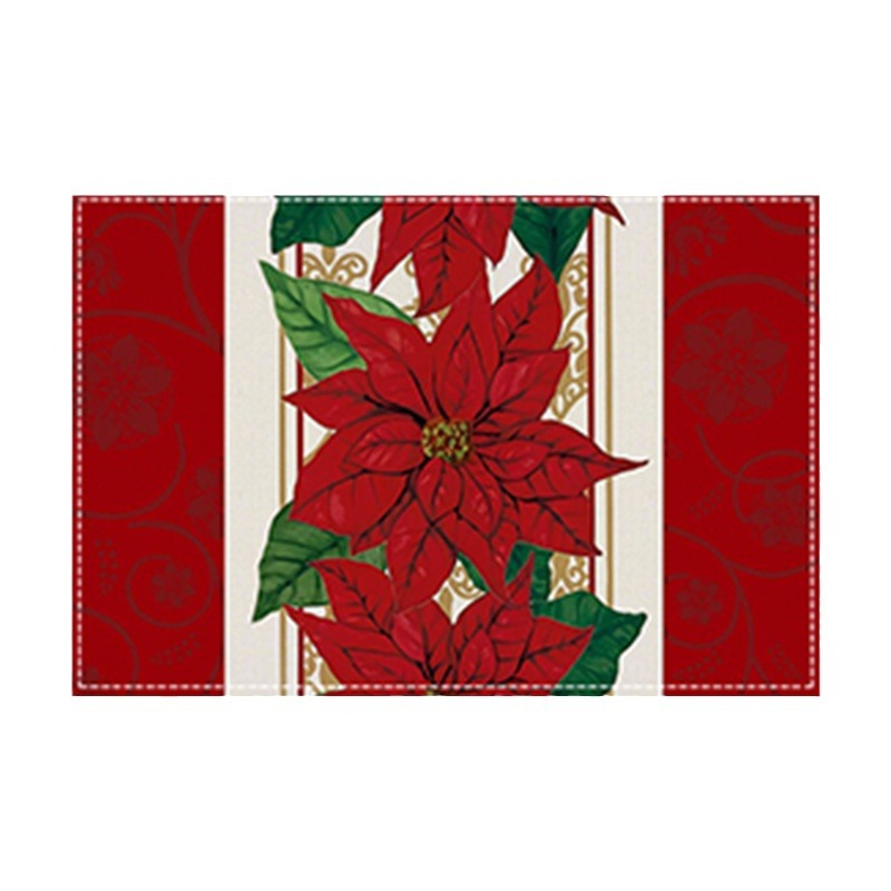 Home & Garden Christmas Tree Bell Printed Placemat Red Striped Plaid Linen Table Mat Christmas Party Decoration Insulation Mat_voghion.com