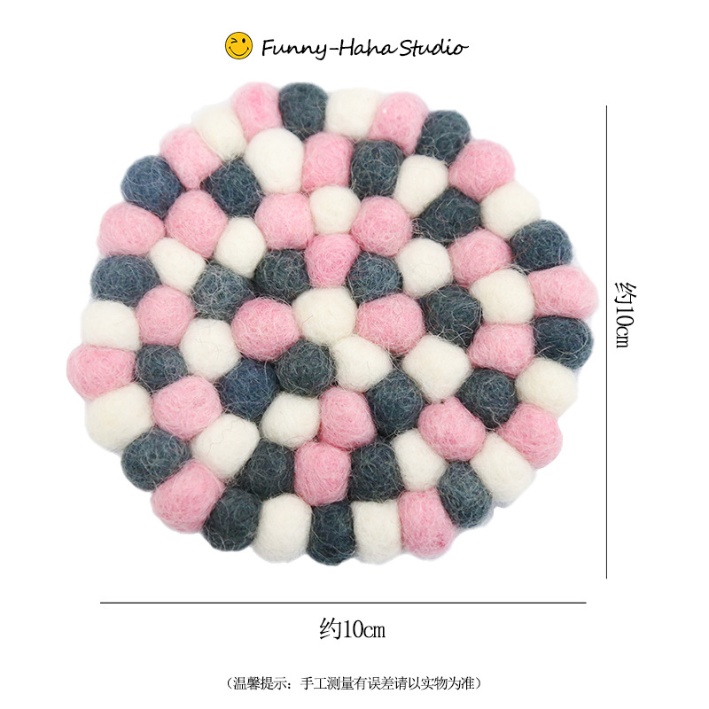 Estilo zakka Bola de fieltro de lana pequeña montaña 10cm regalo creativo mantel aislante almohadilla redonda poke estera de té