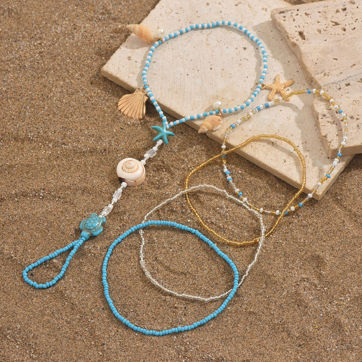 Alloy, Shell Material Wholesale Jewelry Bohemian Starfish Alloy Shell Anklet