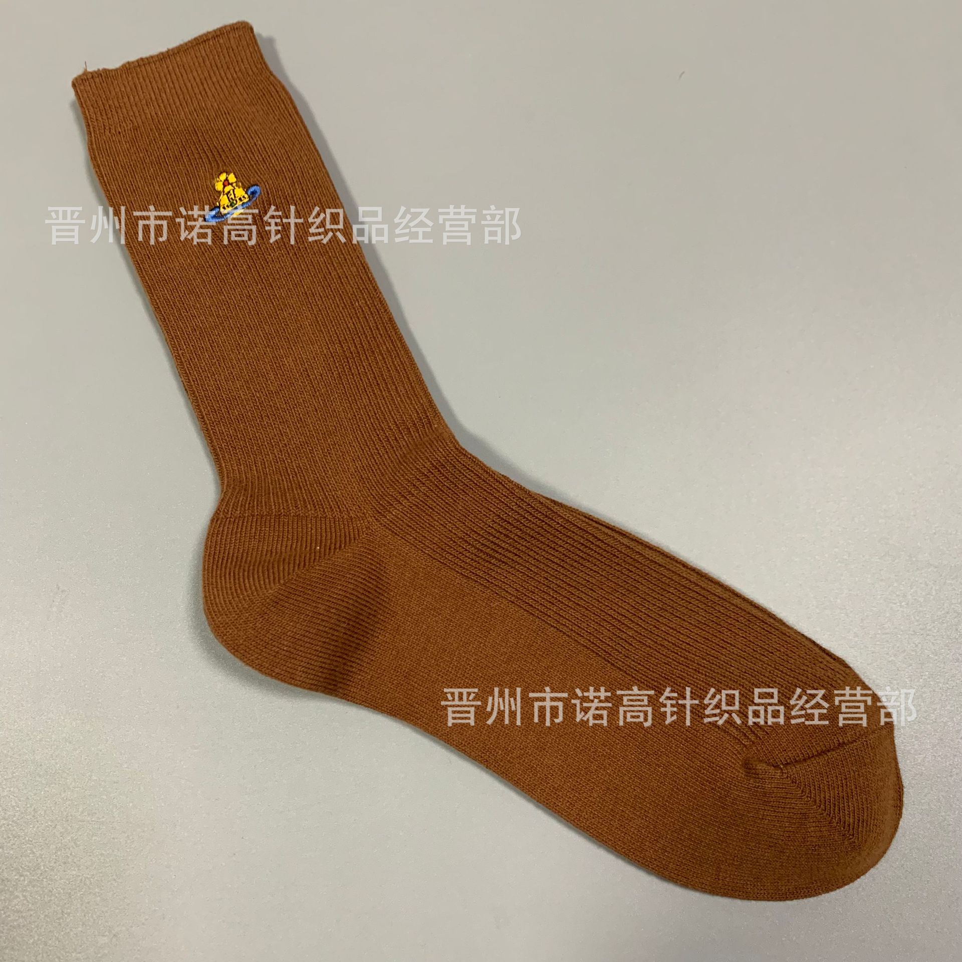 Calcetines japonesas bordadas Saturno rodilla sobre rodilla calcetines sólidas escolares de doble aguja peinadas calcetines de algodón