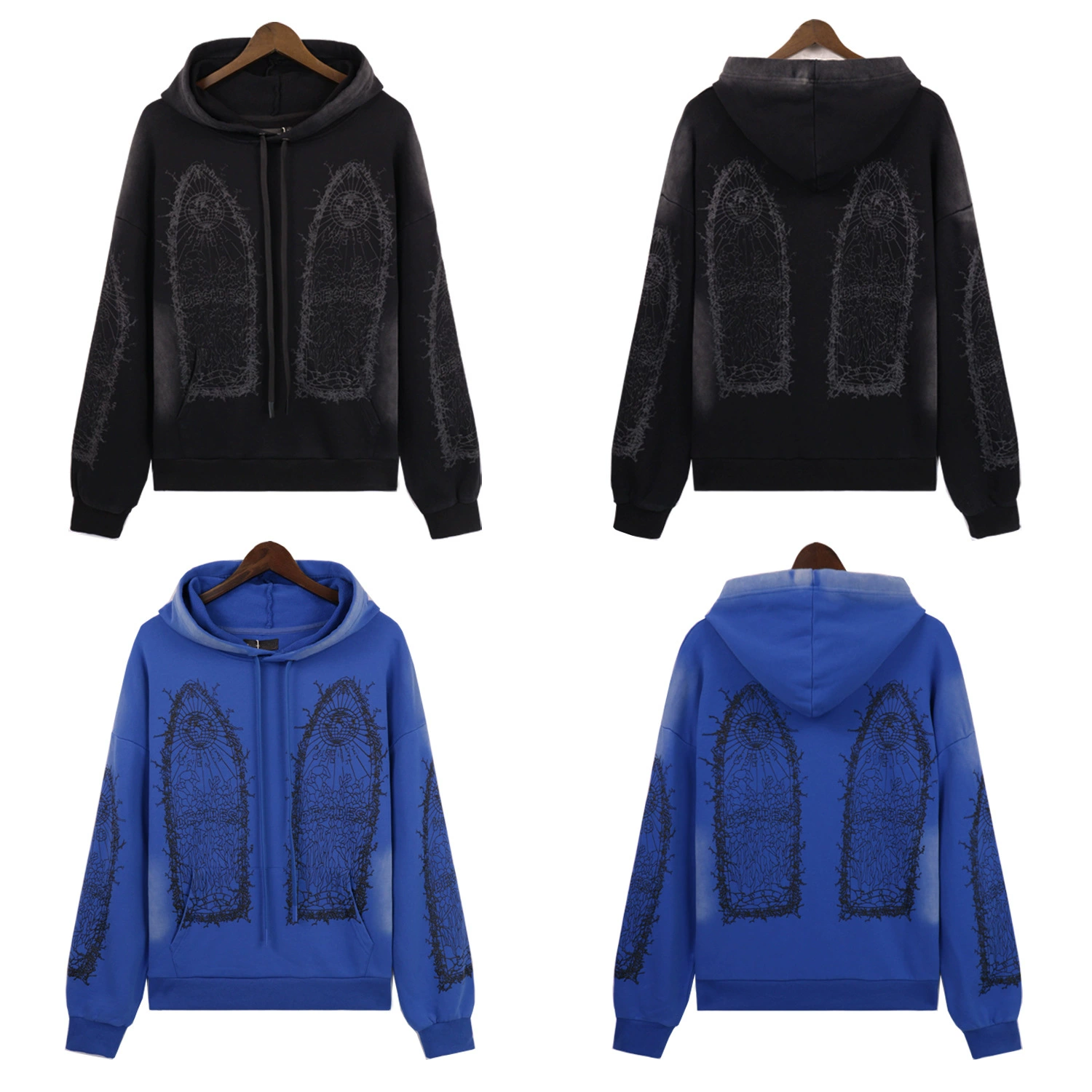 Стираная потертая толстовка desWar Heavy Industry, классическая толстовка с принтом, мужская свободная повседневная толстовка