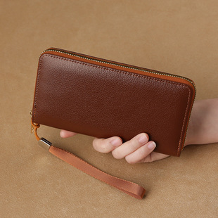 Cross-border Men's Zipper Litchi Pattern Multi-functional Coin Slot Card Wallet Business Long Business Wallet for Men and Women