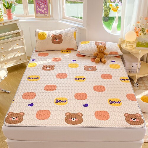 Summer ice silk latex mat three-piece set folding soft mat dormitory student single air-conditioned mat washable home use