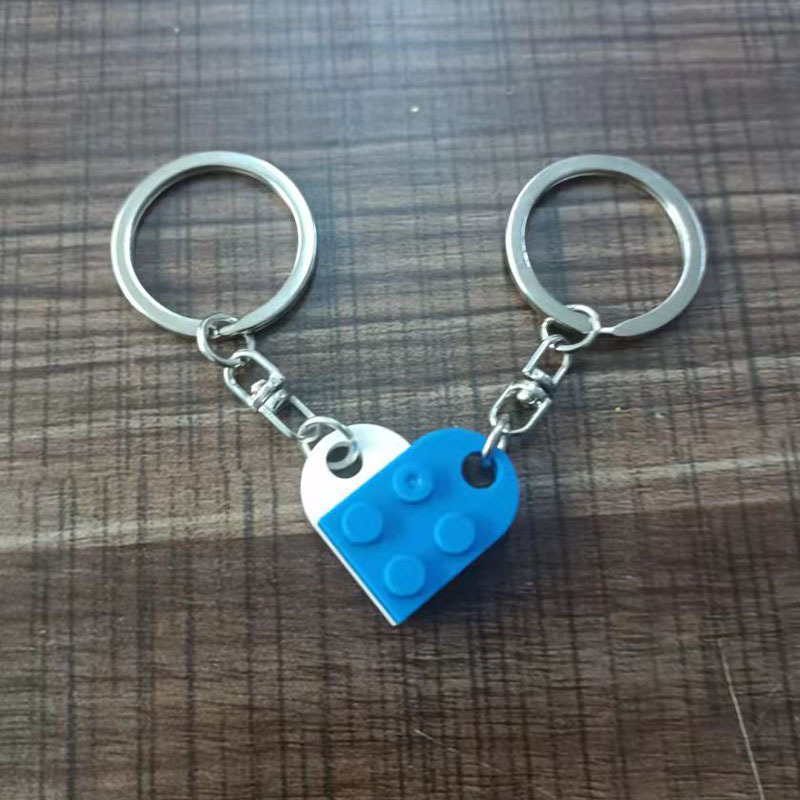 Europa y América Nueva spliced dividir bloques de construcción pareja amor llavero Comercio electrónico transfronterizo Lego rompecabezas llavero