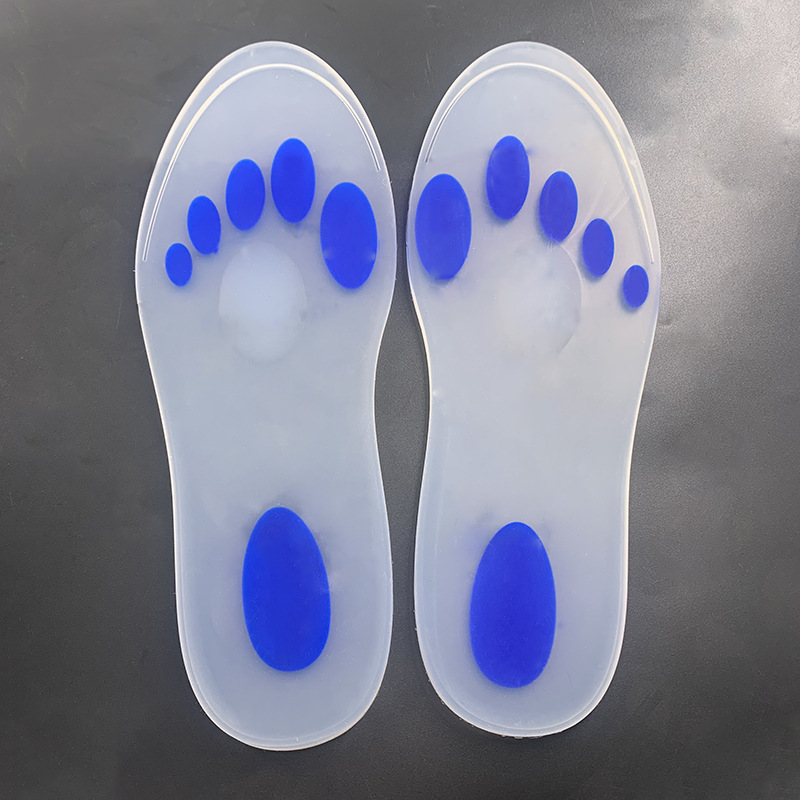 Yongquan agujero absorción de choque de silicona plantilla hombres y mujeres elástico aumento de 1cm de espesor suave cómoda Plantilla de palma completa