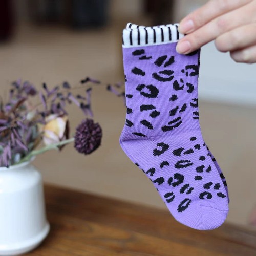 Kids' Leopard-Print Socks 2025 for Girls, Pure Cotton Pile Socks, Breathable & Sweat-Absorbent Mid-Calf Socks—Perfect for Parent-Child Matching, Casual & Versatile Style