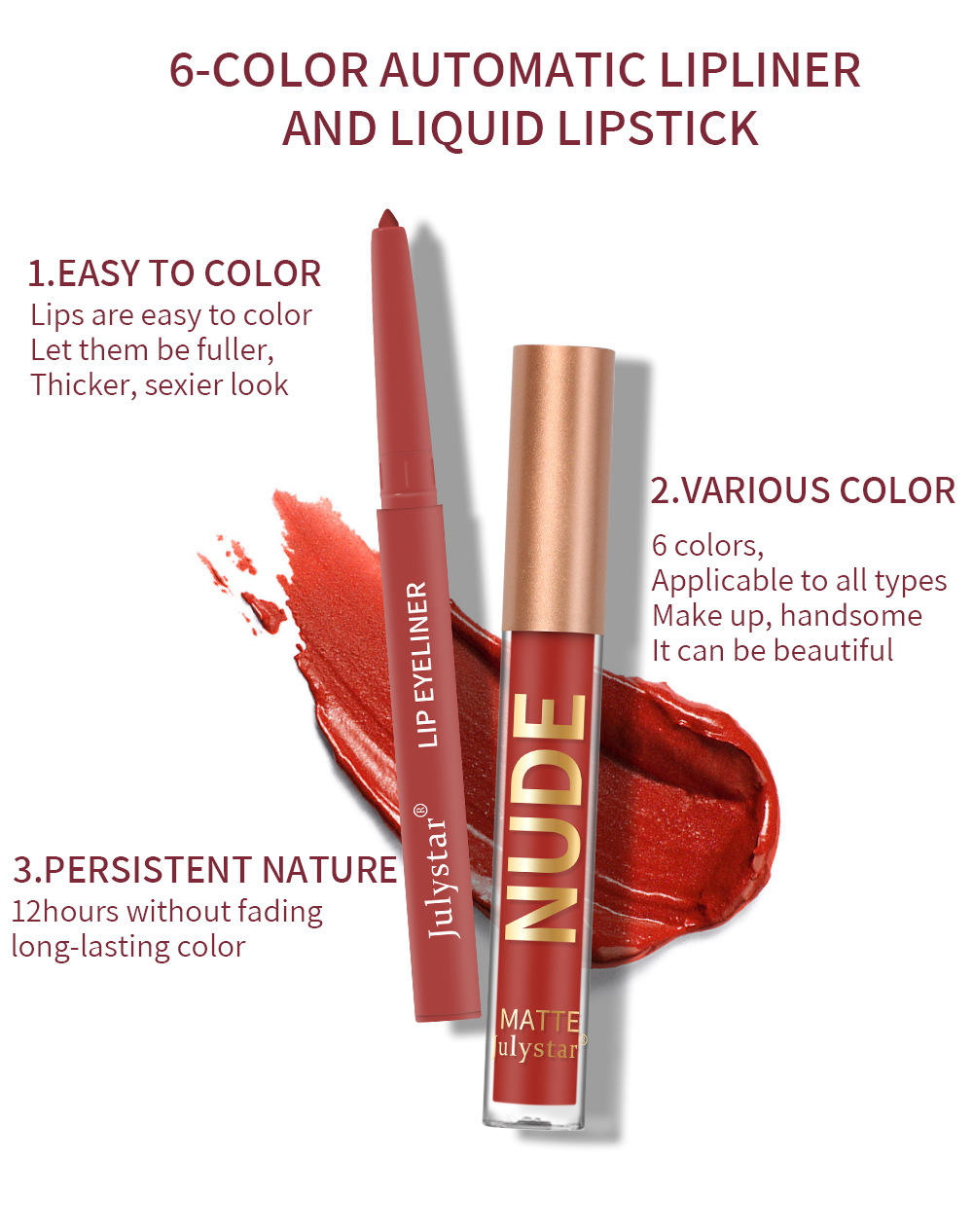 Carina Misty Mouth Red Line Maquillage de Noël Décoloration, No Staying Cup Ensemble de vernis à lèvres de couleur mate_voghion.com